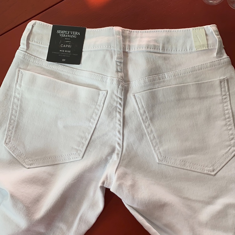 NWT Simply Vera Wang white denim jeans Capri mid rise 0P - Picture 7 of 7